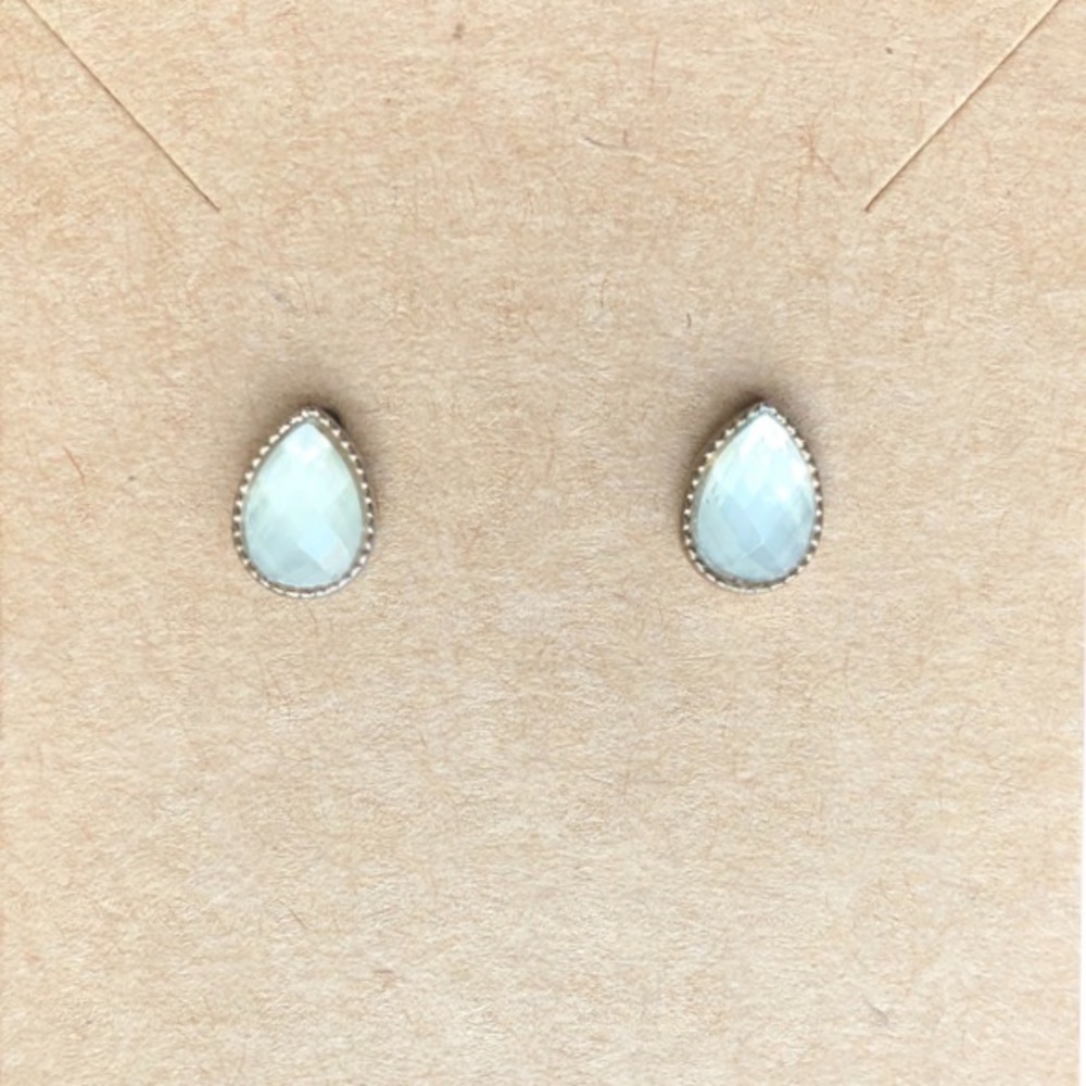 Gold and Cream Teardrop Studs